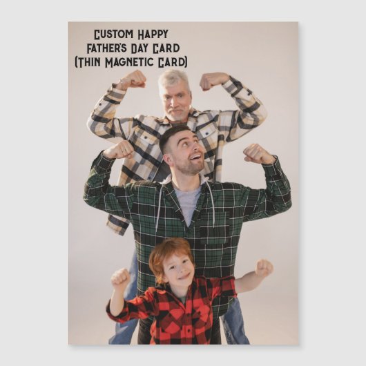 パーソナライズされたパパフォトファーザーズデイカード磁気 マグネット招待状 (正面)