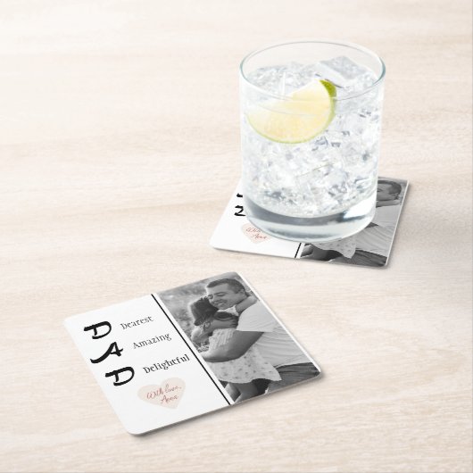 パーソナライズされたパパフォト紙コースター | 父の日 スクエアペーパーコースター (インサイチュ)