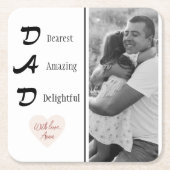 パーソナライズされたパパフォト紙コースター | 父の日 スクエアペーパーコースター (正面)