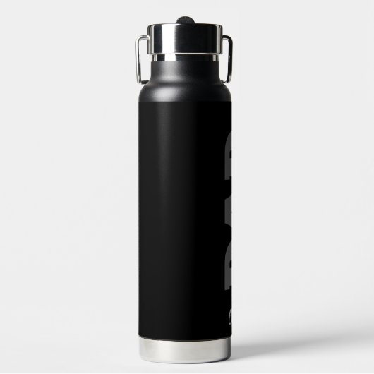 パーソナライズされたパパブはっきりしたラックスグレーホワイトタイポグラフィ ウォーターボトル (正面)