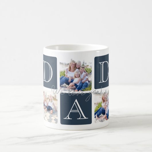 パーソナライズされたパパラブ7フォトコラージュ コーヒーマグカップ (中央)