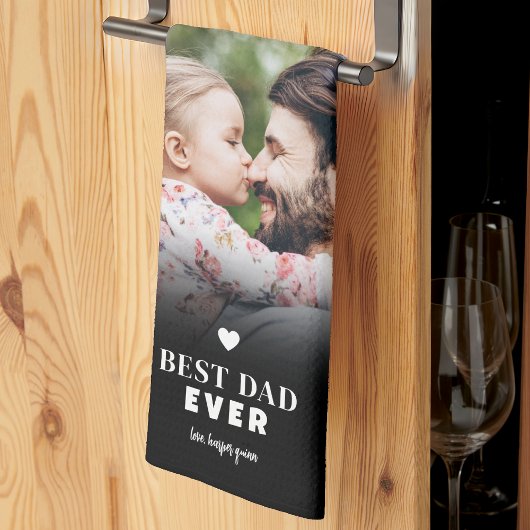 パーソナライズされたパパ写真コラージュ父 キッチンタオル