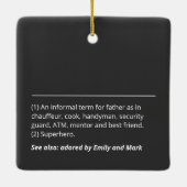 パーソナライズされたパパ定モダンシンプル黒 セラミックオーナメント (裏面)