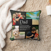 パーソナライズされたパパ父定義4フォトブラック クッション (ブランケット)