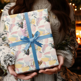 パーソナライズされたパリのロマンス写真と名前 ラッピングペーパー