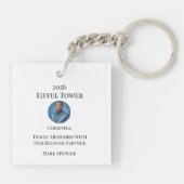 パーソナライズされたパリ市スカイラインの記念品 キーホルダー (裏面)