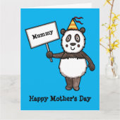 パーソナライズされたパンダの母の日カード カード (黄色い花)