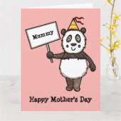 パーソナライズされたパンダの母の日カード カード (黄色い花)