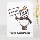 パーソナライズされたパンダの母の日カード カード (黄色い花)