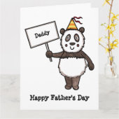パーソナライズされたパンダパーティー 父の日 カード (黄色い花)