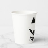 パーソナライズされたパンプキンハロウィーン名ブラック&ホワイト 紙コップ (右)