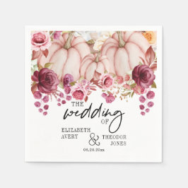 パーソナライズされたパンプキ結婚ンの秋 スタンダードカクテルナプキン