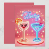 パーソナライズされたパーティータイムのネオン招待状 招待状 (正面/裏面)