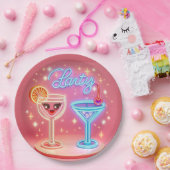 パーソナライズされたパーティータイムネオン招待状 ペーパープレート (パーティー)