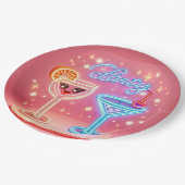 パーソナライズされたパーティータイムネオン招待状 ペーパープレート (アングル)