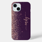 パーソナライズされたパープルローズゴールドグリッター署名 Case-Mate iPhoneケース (裏面)