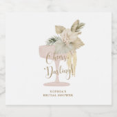 パーソナライズされたパームとプロセッコのブライダルシャワー スパークリングワインラベル (シングルラベル)