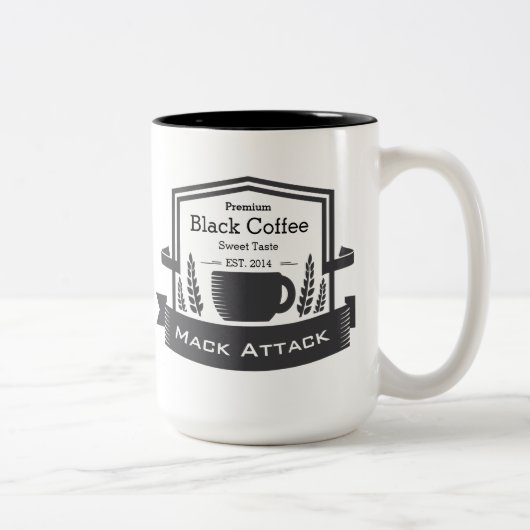 パーソナライズされたヒップスターレトロコーヒー確立日 ツートーンマグカップ (右)