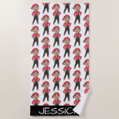 パーソナライズされたヒップホップダンスクラス先生ダンサー ビーチタオル (正面)