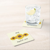 パーソナライズされたヒマワリ結婚オ スクエアペーパーコースター (インサイチュ)