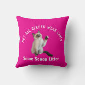 パーソナライズされたヒーローキャットパパ父の日の贈り物おもしろい クッション (裏面)