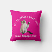 パーソナライズされたヒーローキャットパパ父の日の贈り物おもしろい クッション (正面)