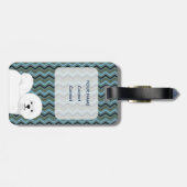 パーソナライズされたビション・フリーゼ - サージュブルー ネイビー チェvron ラゲッジタグ (裏面横)