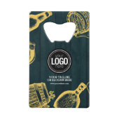 パーソナライズされたビジネスのダークグリーン醸造所テーマ クレジットカード栓抜き (正面)