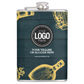 パーソナライズされたビジネスのダークグリーン醸造所テーマ フラスク (正面)