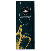 パーソナライズされたビジネスのダークグリーン醸造所テーマ ワインギフトバッグ (裏面)