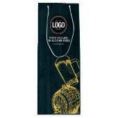 パーソナライズされたビジネスのダークグリーン醸造所テーマ ワインギフトバッグ (正面)