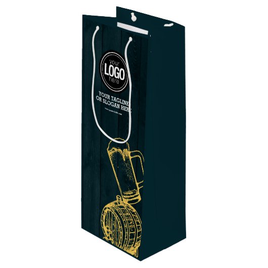 パーソナライズされたビジネスのダークグリーン醸造所テーマ ワインギフトバッグ (正面アングル)