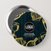 パーソナライズされたビジネスのダークグリーン醸造所テーマ 缶バッジ (正面&裏面)