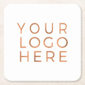 パーソナライズされたビジネスカスタムロゴの追加 スクエアペーパーコースター (正面)