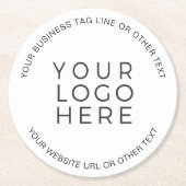 パーソナライズされたビジネスカスタムロゴの追加 ラウンドペーパーコースター (正面)