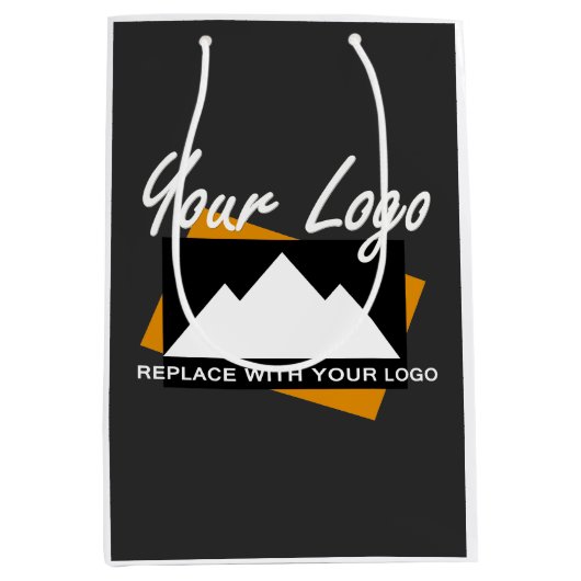 パーソナライズされたビジネスデザイン会社プロフェッショナル ミディアムペーパーバッグ (正面)