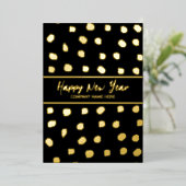 パーソナライズされたビジネス ブラックとゴールドの箔 新年 箔シーズンカード (立ち正面)