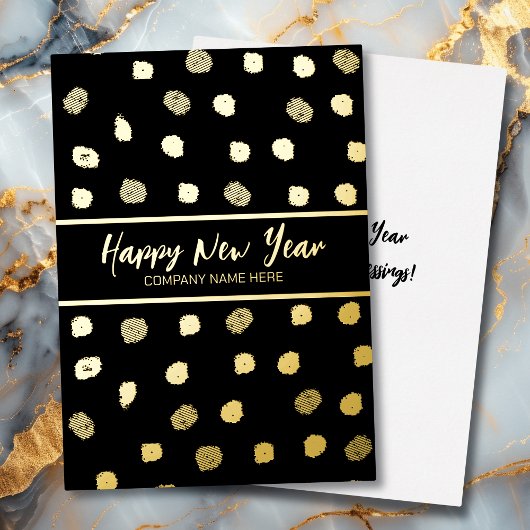 パーソナライズされたビジネス ブラックとゴールドの箔 新年 箔シーズンカード