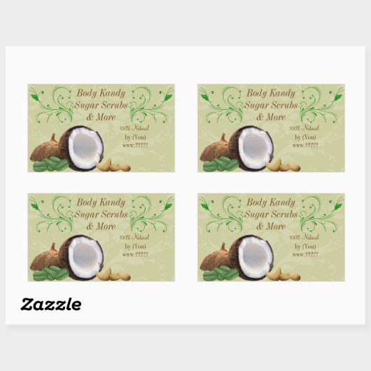 パーソナライズされたビューティービジネスココナッツスクロールラベル 長方形シール (シート)