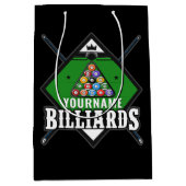 パーソナライズされたビリヤード NAME キュー ラック  Pool Room ミディアムペーパーバッグ (正面)