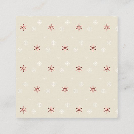 パーソナライズされたビージュスノーフレークメリークリスマス エンクロージャーカード (裏面)