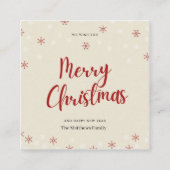 パーソナライズされたビージュスノーフレークメリークリスマス エンクロージャーカード (正面)