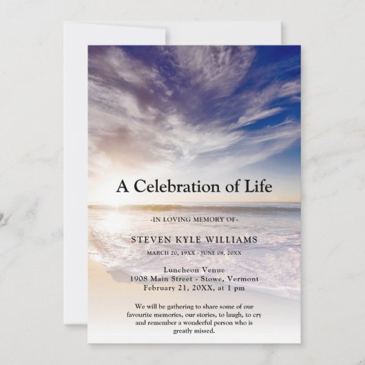 パーソナライズされたビーチお祝い 招待状 (正面)