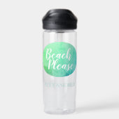 パーソナライズされたビーチお願いティール(緑がかった色)アクア ウォーターボトル (背面)