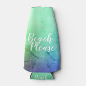 パーソナライズされたビーチゲストレアクアグラデーションブルー ボトルクーラー (正面)