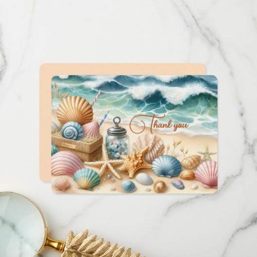 パーソナライズされたビーチサンキューカード サンキューカード (正面/裏面インサイチュ)