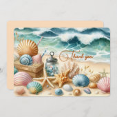 パーソナライズされたビーチサンキューカード 招待状 (正面/裏面)