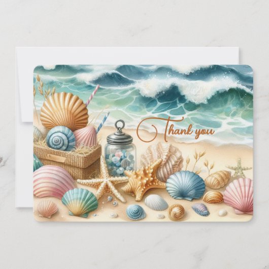 パーソナライズされたビーチサンキューカード 招待状 (正面)