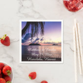 パーソナライズされたビーチサンセット結婚ナプキンス スタンダードカクテルナプキン (インサイチュ)