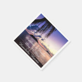 パーソナライズされたビーチサンセット結婚ナプキンス スタンダードカクテルナプキン (角)